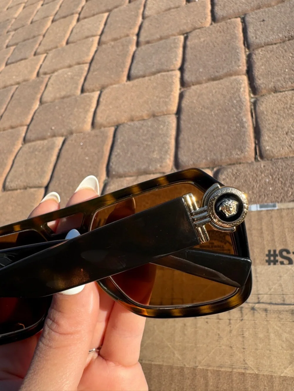 Versace Brown Tortoiseshell Gold-Accent Oversized Frames
